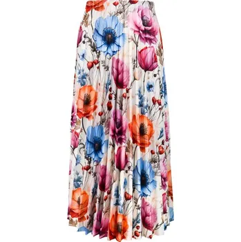 Panel na plisovanou půlkolovou sukni polomatný satén květiny světlé 145 MAXI vzor