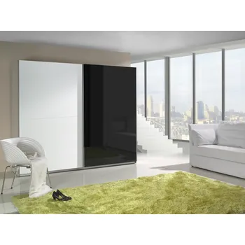 Šatní skříň Šatní skříň LUX 2 bílá lesk / černý lesk