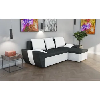 Sedací souprava Rohová rozkládací sedačka WILSON tmavěšedá-bílá