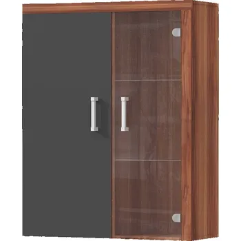 Obývací stěna Vitrína visící SAMBA 04 Švestka + grafit