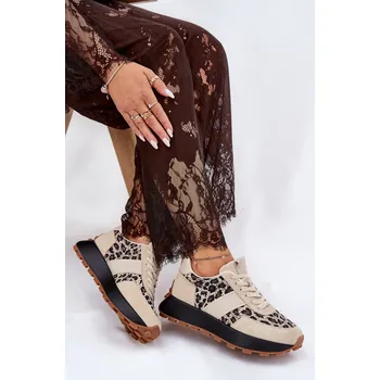 Dámské tenisky Zamšové Dámské Sneakersy Na Platformě Panther Vinceza 66793 Barva: Béžová, Velikost: 37
