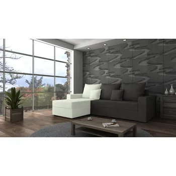 Sedací souprava Rohová rozkládací sedačka PARK tmavěšedá-bílá