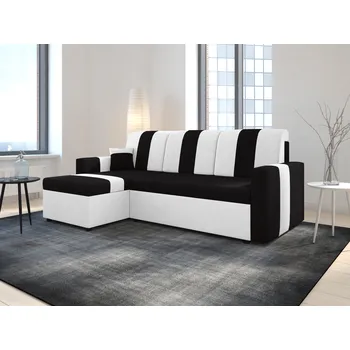 Sedací souprava Rohová rozkládací sedačka MERANO černá-bílá - SAWANA 14 + SAWANA 00