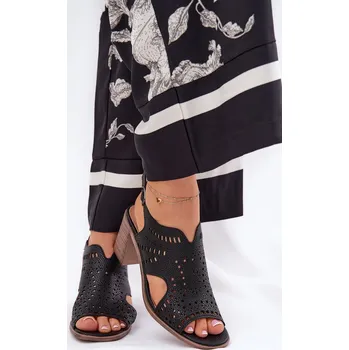 Dámské sandále Dámské Sandály S Prořezáváním Na Podpatku Tosine Barva: Černá, Velikost: 38