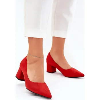 Dámské lodičky Dámské lodičky se špičatými špičkami na sloupku Merinette Barva: Červená, Velikost: 36