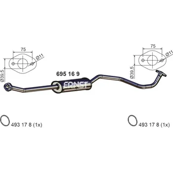 Výfukový systém Střední tlumič výfuku ERNST 695169