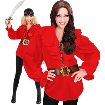 Karnevalový kostým Dámská červená pirátská košile - XL