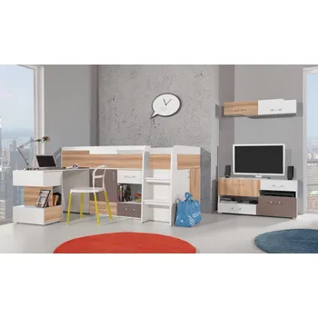 Dětská postel Patrová postel BLOG M21 + psací stůl 90x200 cm Jilm + bílý lux + cappucino