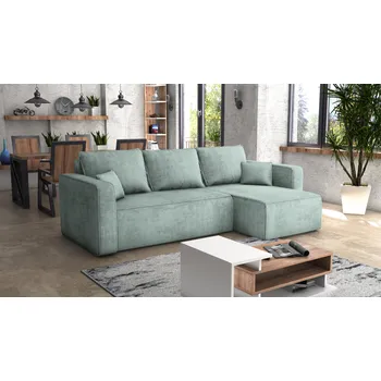 Sedací souprava Rohová rozkládací sedačka FIRE - světlezelená - manšestr - LINCOLN 72