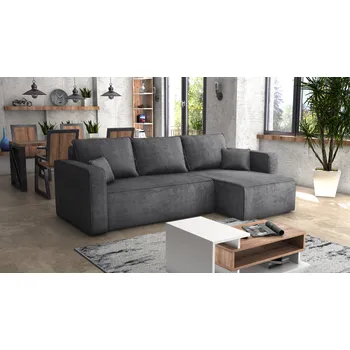 Sedací souprava Rohová rozkládací sedačka FIRE - grafitová - manšestr - LINCOLN 90