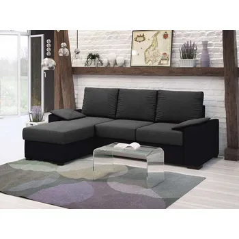 Sedací souprava Rohová rozkládací sedačka LOCUS tmavěšedá-černá - SAWANA 96 + SAWANA 14