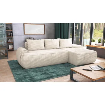 Sedací souprava Rohová rozkládací sedačka FLAVIO - béžová - manšestr - TILIA 03