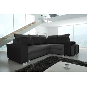 Sedací souprava Rohová rozkládací sedačka MADRYT tmavěšedá-černá - SAWANA 96 + SAWANA 14