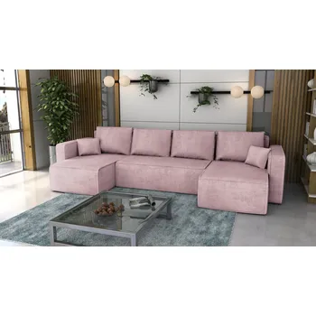 Sedací souprava Rozkládací sedací souprava FIRE U - růžová - manšestr - LINCOLN 61