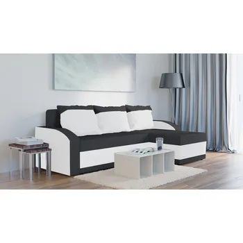 Sedací souprava Rohová rozkládací sedačka HARPER tmavěšedá-bílá