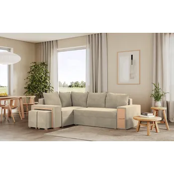 Sedací souprava Rohová rozkládací sedačka MAROLA béžová - CORD 205.14