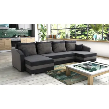 Sedací souprava Rozkládací sedací souprava FABIO U černo-tmavěšedá