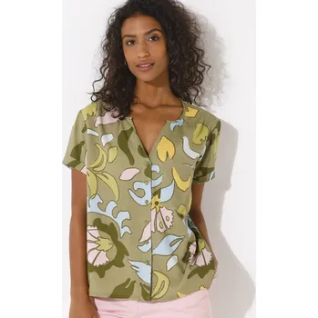 Halenka s krátkými rukávy, s maxi potiskem khaki/růžová 44