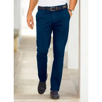 Chino kalhoty ze strečového kepru, střih s tvarovaným pasem, speciálně pro plnější postavu námořnická modrá 54