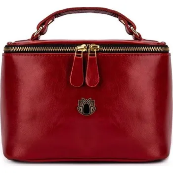 Kosmetický kufr Solier dámský kožený kosmetický kufřík Červený Solier FK01