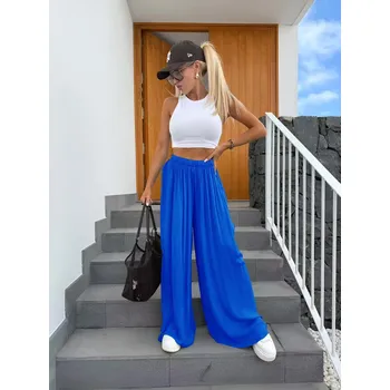 Dámské kalhoty Široké letní kalhoty KLARISA modré Velikost: XS - XL