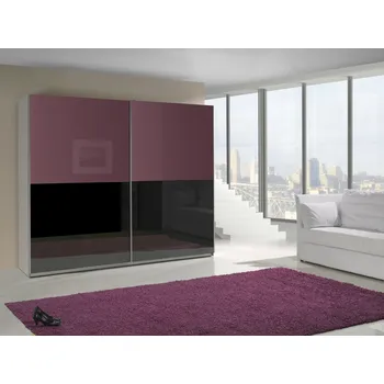 Šatní skříň Šatní skříň LUX 11 černý lesk / fialový lesk