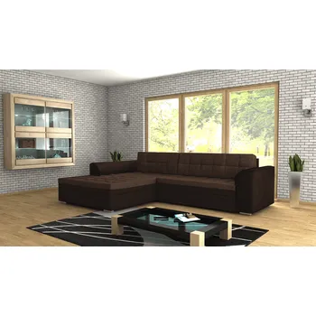 Sedací souprava Rohová rozkládací sedačka SERGIO hnědá-tmavěhnědá - SAWANA 25 + SAWANA 16