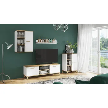 Obývací stěna Obývací sestava RALF B Bílá + dub artisan