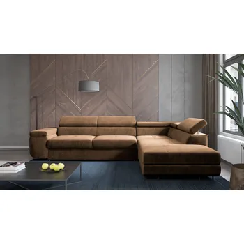 Sedací souprava Rohová rozkládací sedačka ALFI světlehnědá - MONOLITH 09