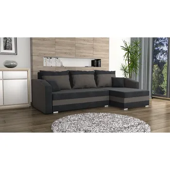 Sedací souprava Rohová rozkládací sedačka FABIO černo-tmavěšedá