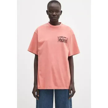 Pánské oblečení Bavlněné tričko Aries Aged Ancient Temple SS Tee oranžová barva, s potiskem, AR6003103, XXL, 32X