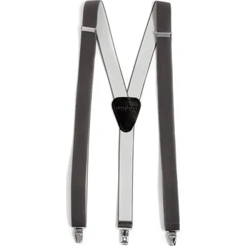 Kšandy Avantgard Šle Y s koženým středem a zapínáním na klipy - 25 mm, 867-76323, Tmavě grafitová, černá kůže