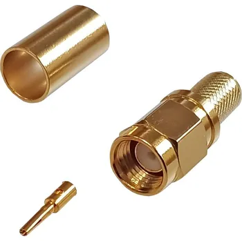 Audio kabel Konektor SMA pro kabel H155 krimpovací - samec reverzní - zlacený