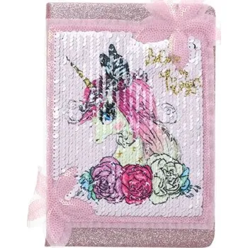 Diář Plyšový zápisník deník s flitry A5 Unicorn Růžový Lifestyle 20090202320545718