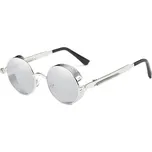 Retro kulaté sluneční brýle Steampunk stříbrné Zrcadlovky Lifestyle 180427011528BL2
