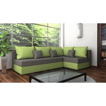 Sedací souprava Rohová rozkládací sedačka FARGO světlešedá-zelená