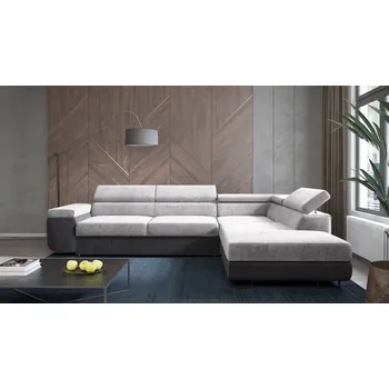 Sedací souprava Rohová rozkládací sedačka ALDI bílá-tmavěšedá - SAWANA 00 + SAWANA 96