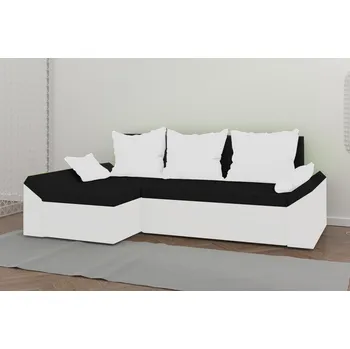 Sedací souprava Rohová rozkládací sedačka FLINT černo-bílá