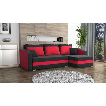 Sedací souprava Rohová rozkládací sedačka FABIO černo-červená