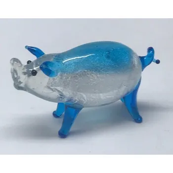 Skleněná figurka prasátko modré, 70 x 25 x 40 mm