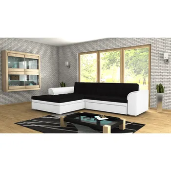 Sedací souprava Rohová rozkládací sedačka SERGIO černo-bílá - SAWANA 14 + SAWANA 00