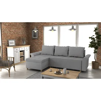 Sedací souprava Rohová rozkládací sedačka LENOX světlešedá - SAWANA 84