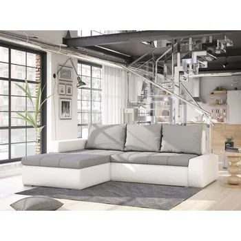 Sedací souprava Rohová rozkládací sedačka STAMFORD šedo-bílá - SAWANA 84 + MADRYT 920