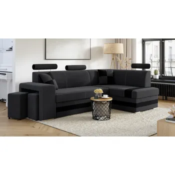 Sedací souprava Rohová rozkládací sedačka VEGAS tmavěšedá-černá