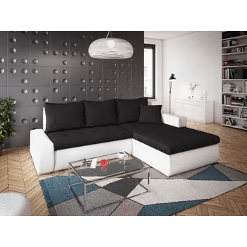 Sedací souprava Rohová rozkládací sedačka GRAND černo-bílá - SAWANA 14 + SAWANA 00