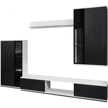 Obývací stěna Obývací sestava SALSA LAMELE - Černá + bílá