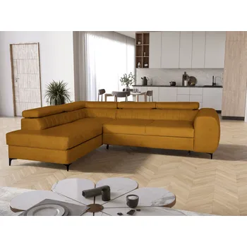 Sedací souprava Rohová rozkládací sedačka SEVIL hořčicová - MONOLITH 48