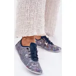 Dámské Kožené Polobotky Z Přírodní Kůže Vzorované Artiker 56C2691 Barva: Modrá, Velikost: 38