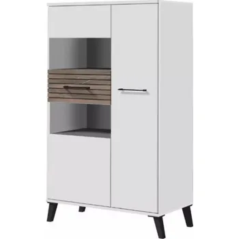 Obývací stěna Vitrína CARLO 03 Bílá + dub flagstaff