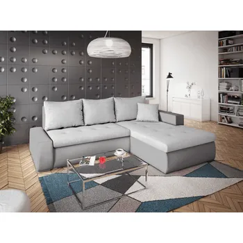 Sedací souprava Rohová rozkládací sedačka GRAND světlešedá-šedá - SAWANA 84 + SAWANA 21